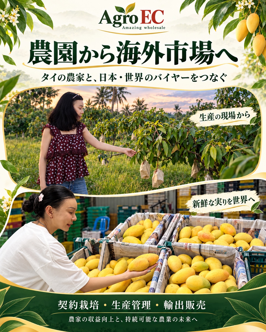 Agro EC 農園から海外市場へ — 契約栽培・生産管理・輸出販売