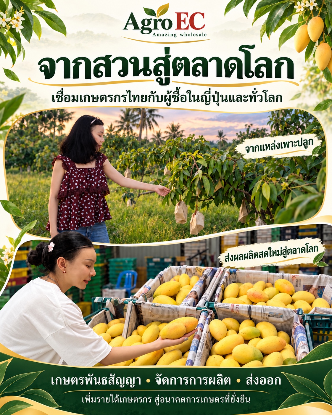 Agro EC จากสวนสู่ตลาดโลก — เกษตรพันธสัญญา จัดการการผลิต และส่งออก